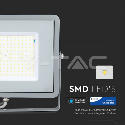 100W LED Floodlight SMD SAMSUNG Chip Slim Grey Body 6500K - 6