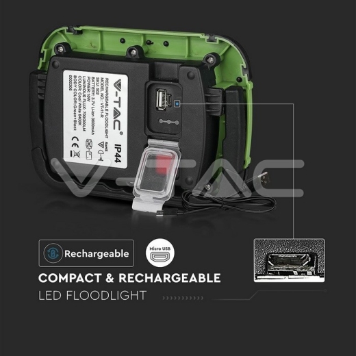 10W LED Floodlight Rechargeable SAMSUNG Chip USB + SOS Function IP44 4000K - 7