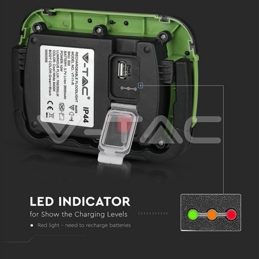 10W LED Floodlight Rechargeable SAMSUNG Chip USB + SOS Function IP44 4000K - 9