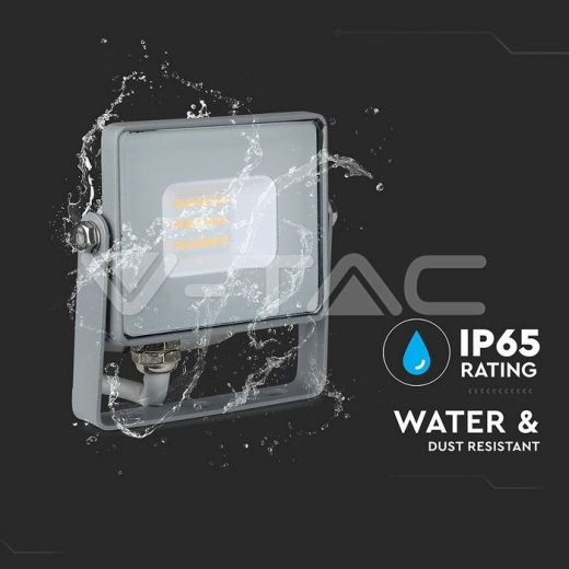 10W LED Floodlight SMD SAMSUNG Chip Slim Grey Body 3000K - 9