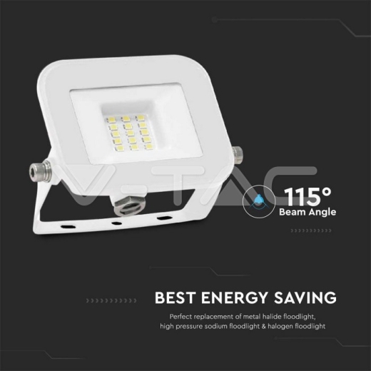 10W LED Floodlight SMD SAMSUNG Chip PRO-S White Body 6500K - 4