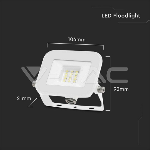 10W LED Floodlight SMD SAMSUNG Chip PRO-S White Body 6500K - 7