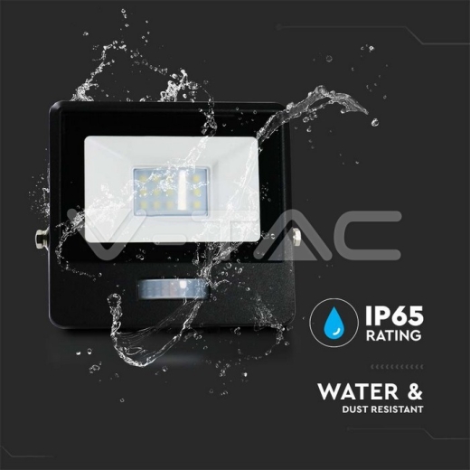 10W LED PIR Sensor Floodlight SAMSUNG Chip Black Body 3000K - 8