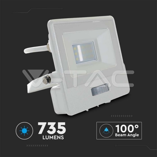 Proyector LED 10W PIR Sensor SAMSUNG Chip Cuerpo Blanco 3000K ,cable de 1m - 8