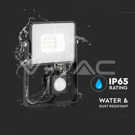 10W LED Sensor Floodlight SAMSUNG Chip Cut-OFF Function Black Body 3000K - 9