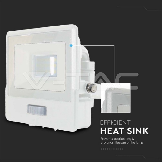 Proyector LED 10W PIR Sensor SAMSUNG Chip Cuerpo Blanco 4000K - 6