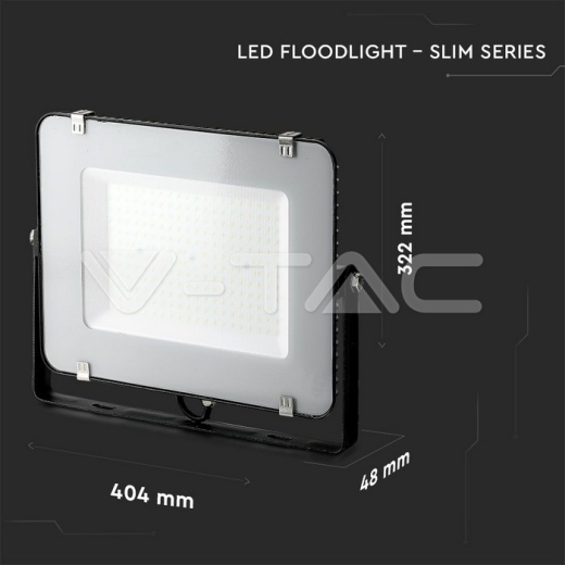 150W LED Floodlight SMD SAMSUNG Chip Slim Black Body 4000K - 12