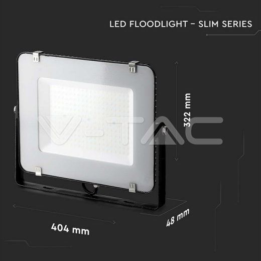 150W LED Floodlight SMD SAMSUNG Chip Slim Black Body 6500K - 12