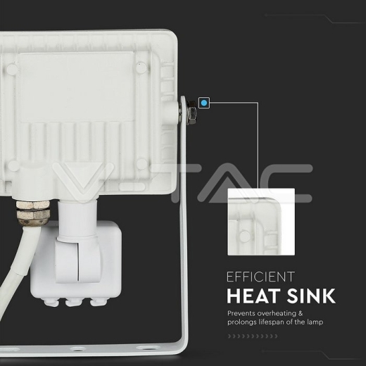 10W LED Sensor Floodlight SAMSUNG Chip Cut-OFF Function White Body 3000K - 7