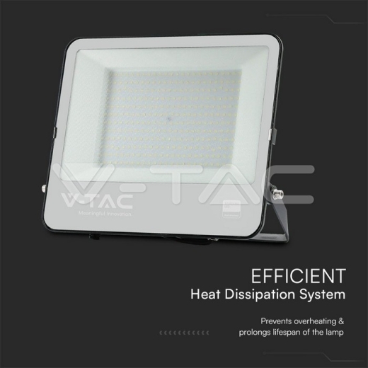 200W LED Floodlight SMD SAMSUNG Chip 1m Wire Black Body Grey Frosted Glass 6500K - 3