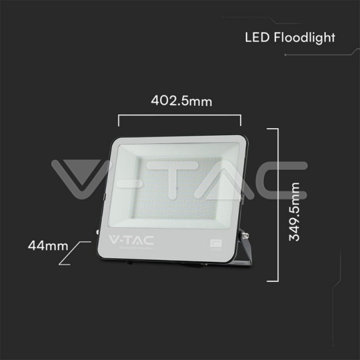 200W LED Floodlight SMD SAMSUNG Chip 1m Wire Black Body Grey Frosted Glass 6500K - 7