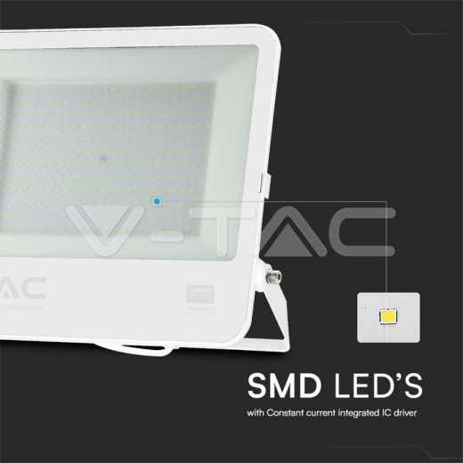 200W LED Floodlight SMD SAMSUNG Chip 1m White White Body White Frosted Glass 6400K - 2