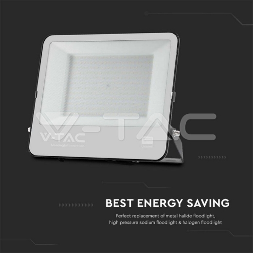 200W LED Floodlight SMD SAMSUNG Chip 1m Wire Black Body Grey Frosted Glass 4000K - 4