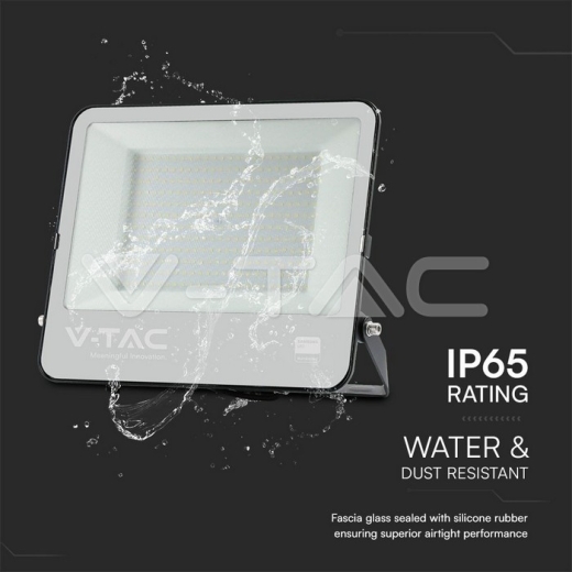 200W LED Floodlight SMD SAMSUNG Chip 1m Wire Black Body Grey Frosted Glass 4000K - 5