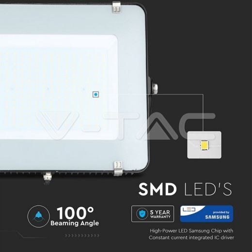 Proyector LED SMD 200W Chip SAMSUNG Cuerpo Negro Blanco Natural - 6