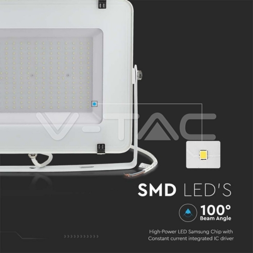 200W LED Floodlight SMD SAMSUNG Chip G2 White Body 4000K - 5