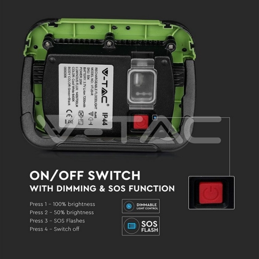 Proyector Recargable 20W LED SAMSUNG Chip USB + función SOS IP44 6400K - 10