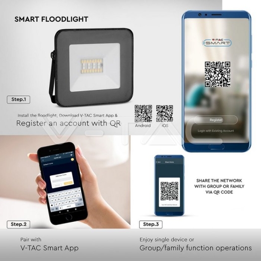 Proyector de LED 20W con Bluetooth cuerpo negro RGB + blanco - 6