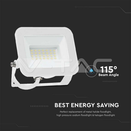 20W LED Floodlight SMD SAMSUNG Chip PRO-S White Body 3000K - 4