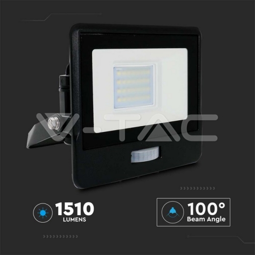 20W LED PIR Sensor Floodlight SAMSUNG Chip Black Body 4000K - 10