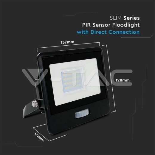 20W LED PIR Sensor Floodlight SAMSUNG Chip Black Body 4000K - 11