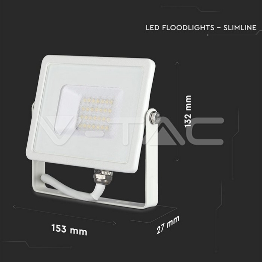 20W LED Floodlight SMD SAMSUNG Chip Slim White Body 4000K - 11