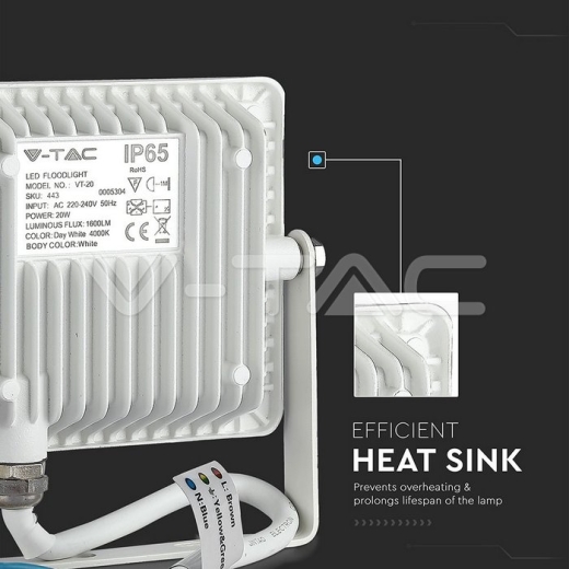 20W LED Floodlight SMD SAMSUNG Chip Slim White Body 4000K - 7