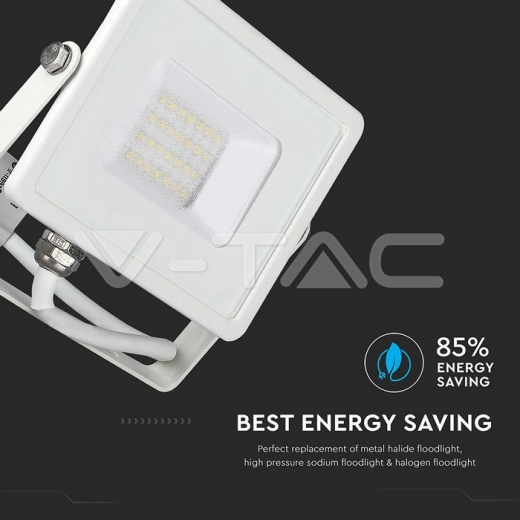 20W LED Floodlight SMD SAMSUNG Chip Slim White Body 4000K - 8