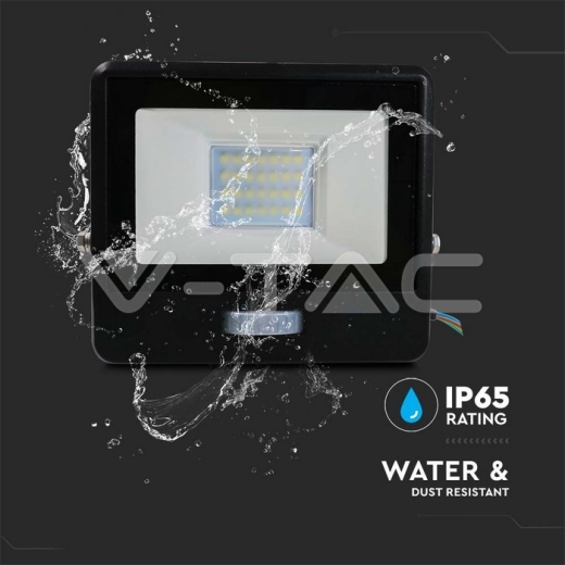 Proyector LED 20W PIR Sensor SAMSUNG Chip Cuerpo Negro 6400K ,cable de 1m - 6