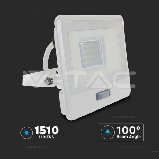 20W LED PIR Sensor Floodlight SAMSUNG Chip White Body 3000K 1M Cable - 8