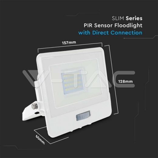 20W LED PIR Sensor Floodlight SAMSUNG Chip White Body 6500K - 10