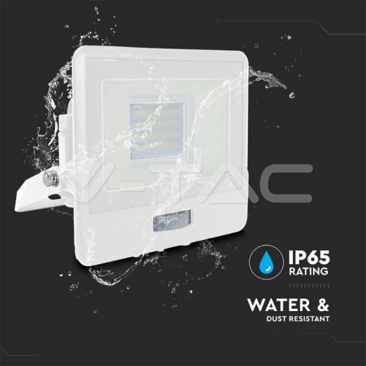 20W LED PIR Sensor Floodlight SAMSUNG Chip White Body 6500K - 7