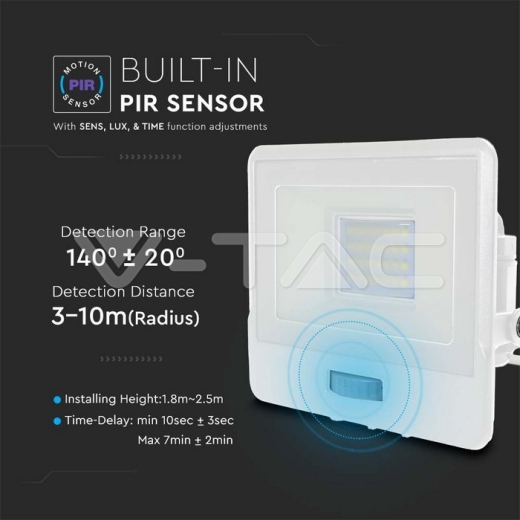 Proyector LED 20W PIR Sensor SAMSUNG Chip Cuerpo Blanco4000K - 4
