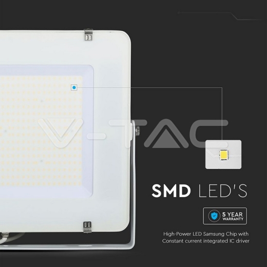 300W LED Floodlight SMD SAMSUNG Chip Slim White Body 4000K - 6