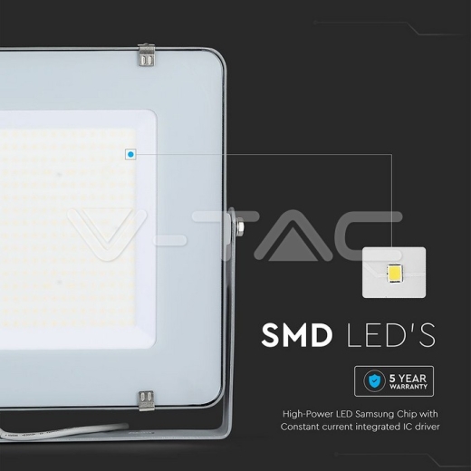 300W LED Floodlight SMD SAMSUNG Chip Slim Grey Body 6500K - 7
