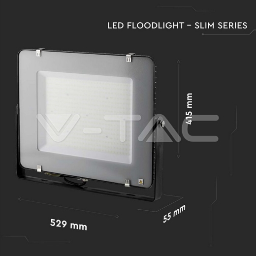 300W LED Floodlight SMD SAMSUNG Chip Slim Black Body 4000K - 12