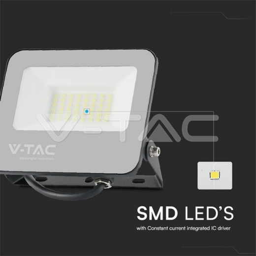 30W LED Floodlight 6500K Black Body Grey Glass 160lm/W 5yrs Warranty - 2