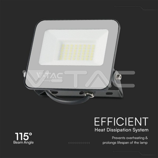 Foco Proyector 30W RGB+Cristal Esmerilado Blanco Cuerpo Negro con Controlador IP65 - 6