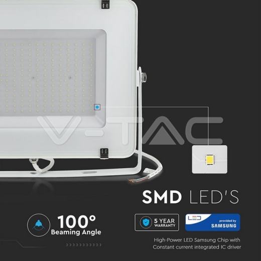 300W LED Floodlight SMD SAMSUNG Chip Slim White Body 4000K - 6