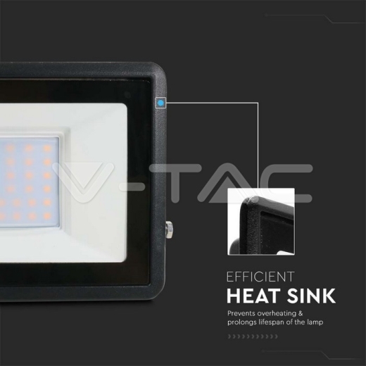 30W LED Floodlight SAMSUNG Chip Black Body 6400K - 7