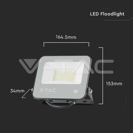 30W LED Floodlight Black Body 6500K Super Bright 185lm/W - 7