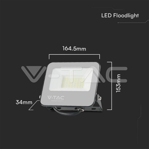 30W LED Floodlight 4000K Black Body Grey Glass 160lm/W 5yrs Warranty - 7