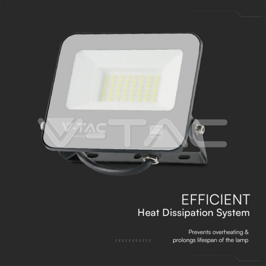 Proyector LED 30W SMD SAMSUNG CHIP 1m Hilo Cuerpo Negro Vidrio Esmerilado Blanco 4000K - 3