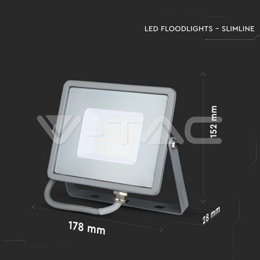 30W LED Floodlight SMD SAMSUNG Chip Slim Grey Body 4000K - 11