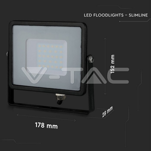 Proyector LED SMD 30W Chip SAMSUNG Cuerpo Negro Blanco Natural - 12
