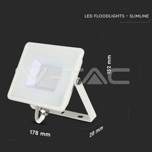 30W LED Floodlight SMD SAMSUNG Chip Slim White Body White - 13