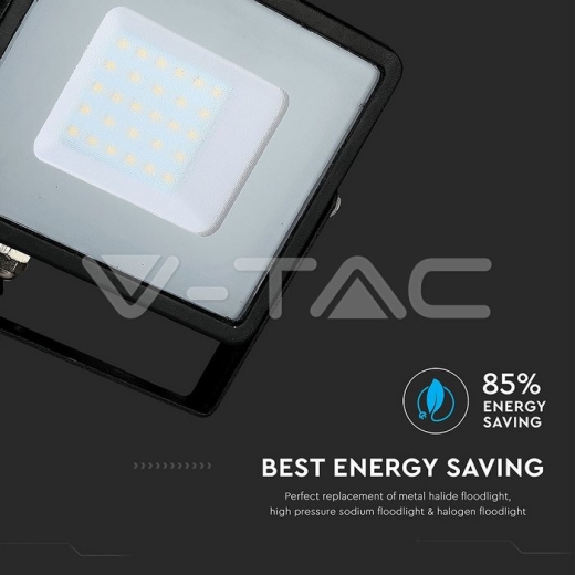 30W LED Floodlight SMD SAMSUNG Chip Slim Black Body Warm White - 9