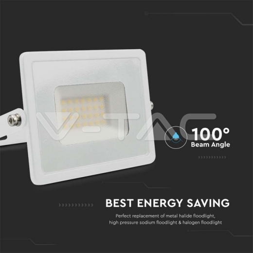 30W LED Floodlight SMD E-Series G2 White Body 6500K - 4