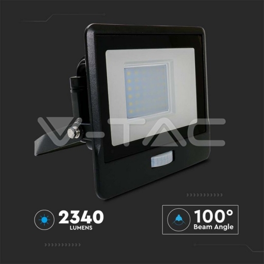 30W LED PIR Sensor Floodlight SAMSUNG Chip Black Body 4000K - 10