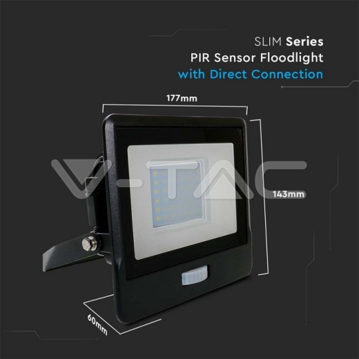 30W LED PIR Sensor Floodlight SAMSUNG Chip Black Body 4000K - 11